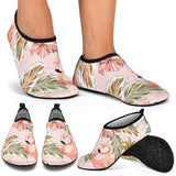 Pink Flamingo Birds Pineapples Hibiscus Flower Pattern Aqua Shoes