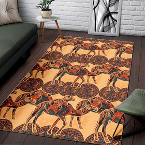 Camel Polynesian Tribal Design Pattern Area Rug