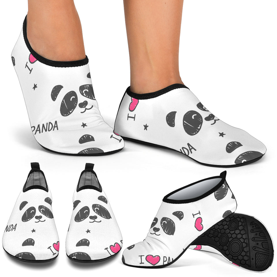 Hand Drawn Faces Of Pandas Pattern Aqua Shoes