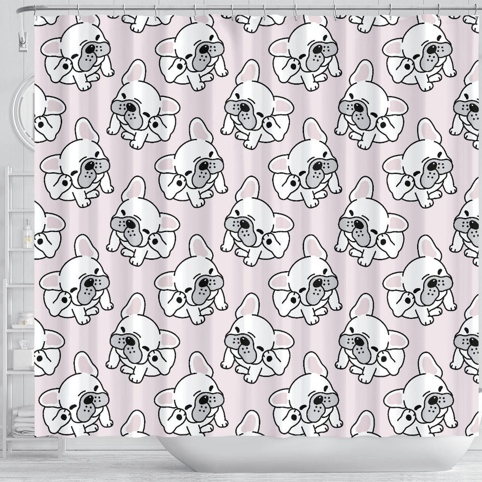 Cute French Bulldog Pattern Shower Curtain Fulfilled In US