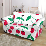 Cherry Pattern White Background Loveseat Couch Slipcover