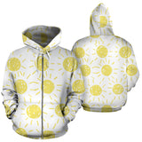 Hand Drawn Sun Pattern Zip Up Hoodie