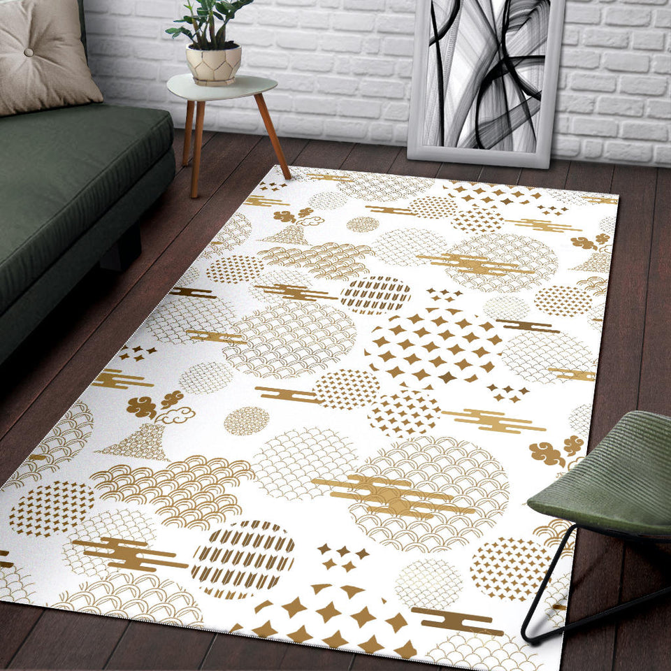 Beautiful Gold Japanese Pattern Area Rug