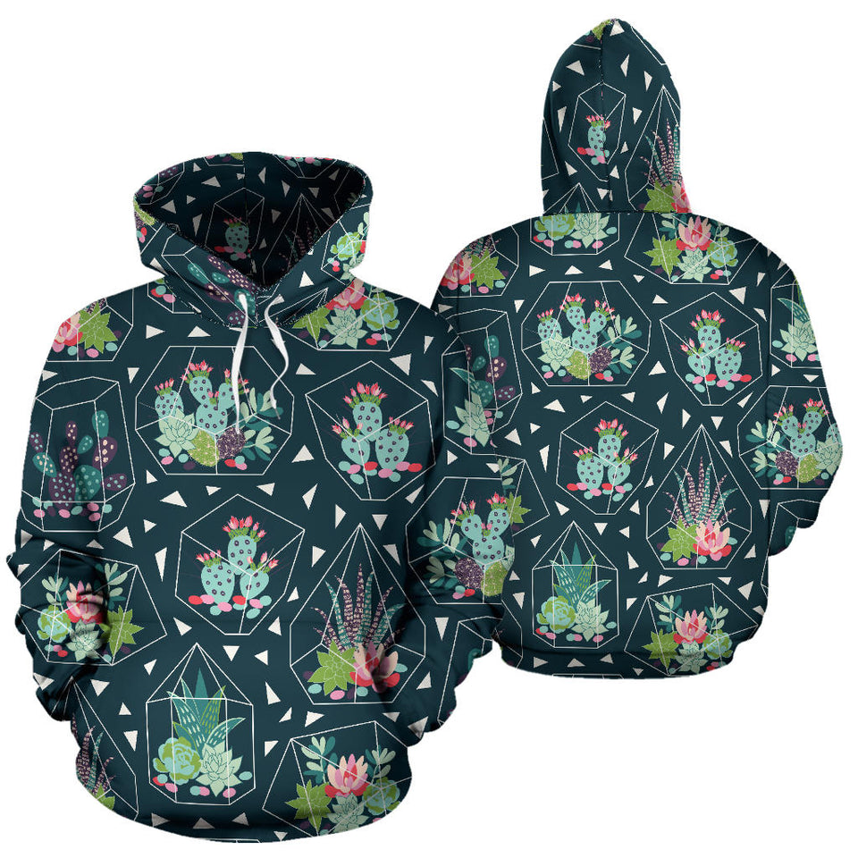 Cactus Glass Terrarium Pattern Men Women Pullover Hoodie
