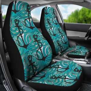 Anchor Nautical Green Background  Universal Fit Car Seat Covers