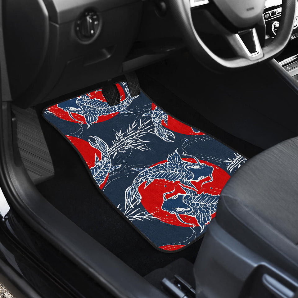 Koi Fish Carp Fishs Hand Drawn Japanese Art Front And Back Car Mats