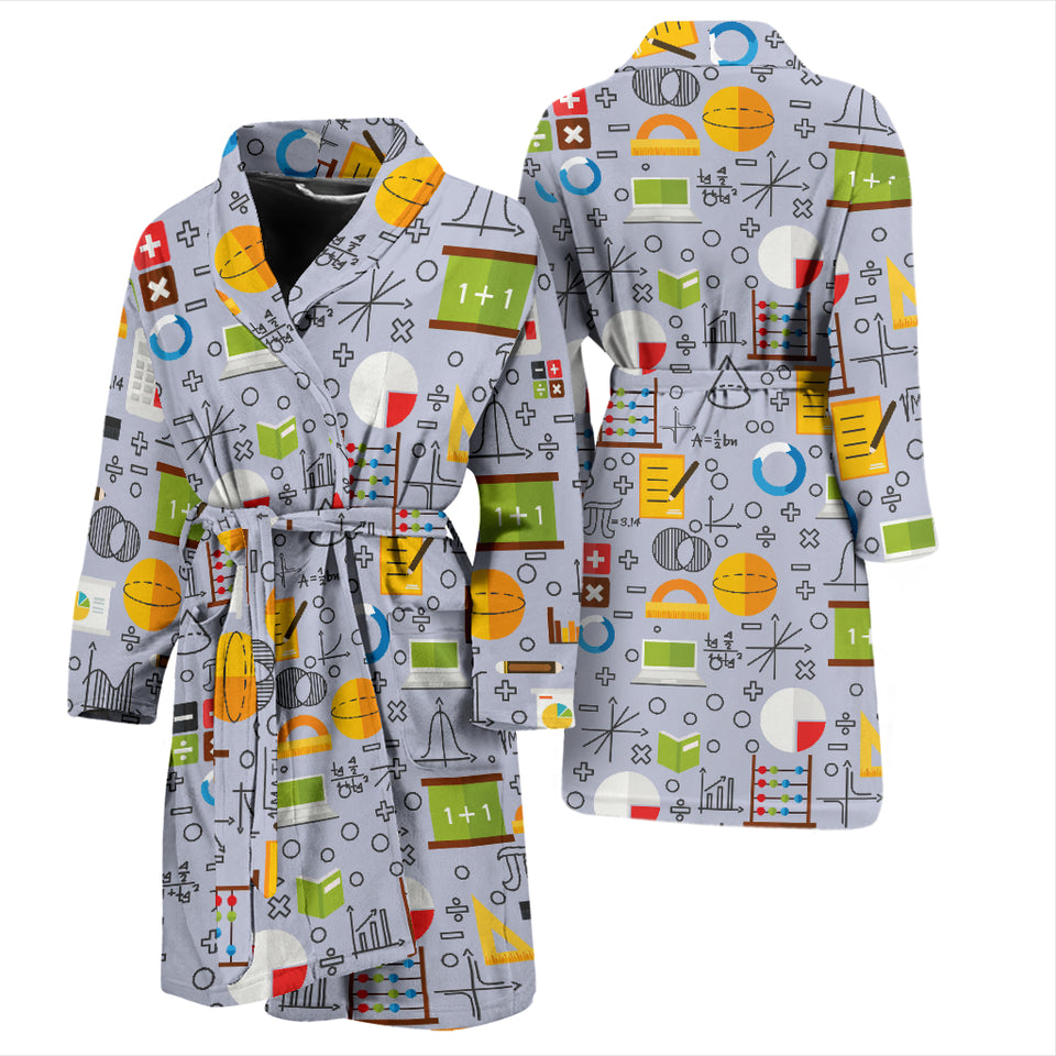 Math Pattern Print Design 04 Men's Bathrobe