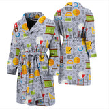 Math Pattern Print Design 04 Men's Bathrobe