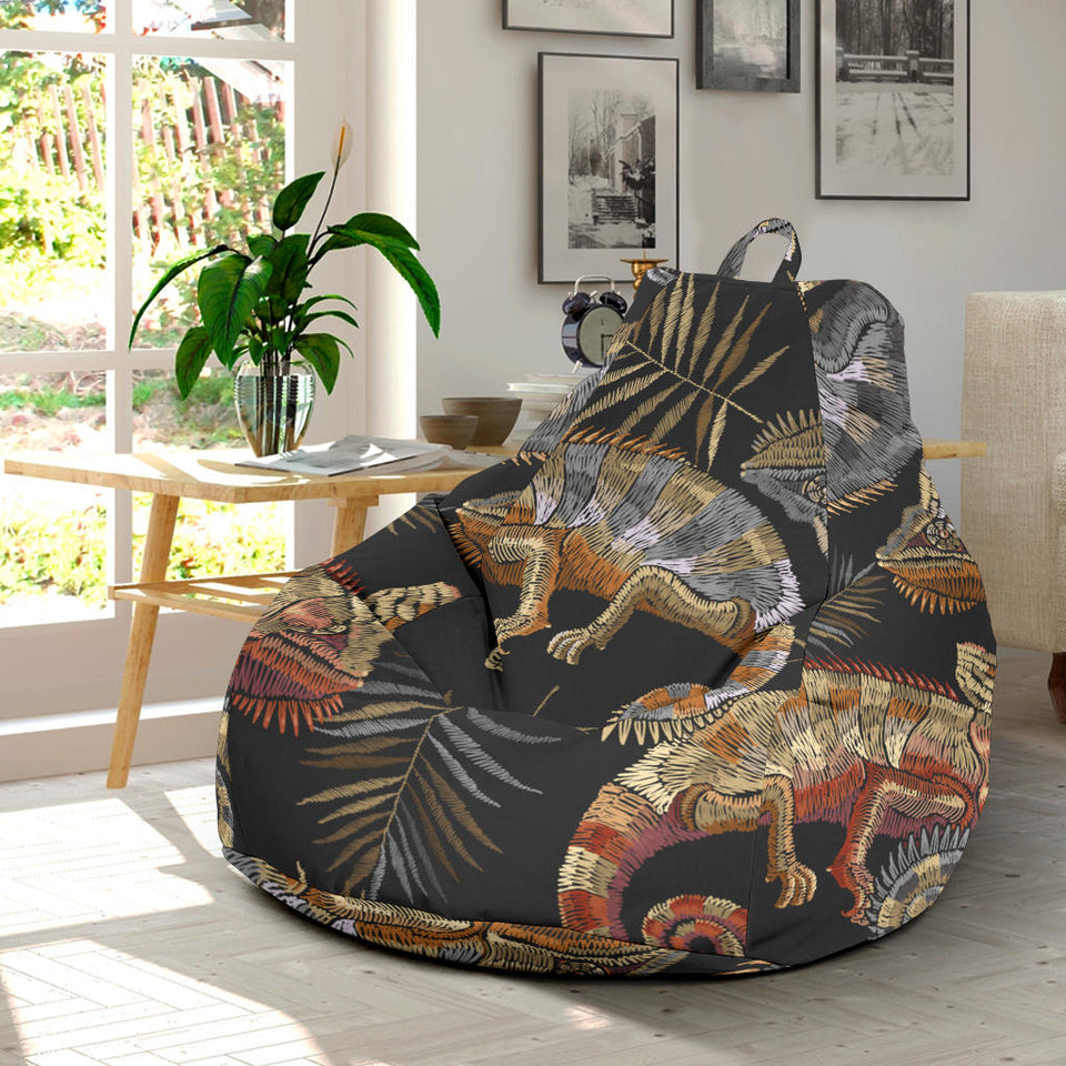 Chameleon Lizard Tropical Leaves Palm Tree Bean Bag Cover