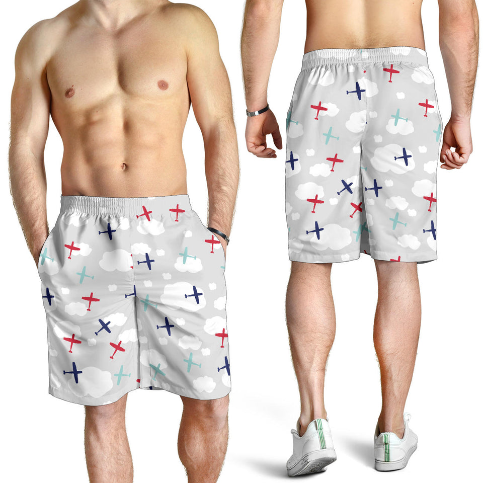 Airplane Cloud Grey Background Men Shorts