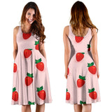 Strawberry Beautiful Pattern Sleeveless Midi Dress