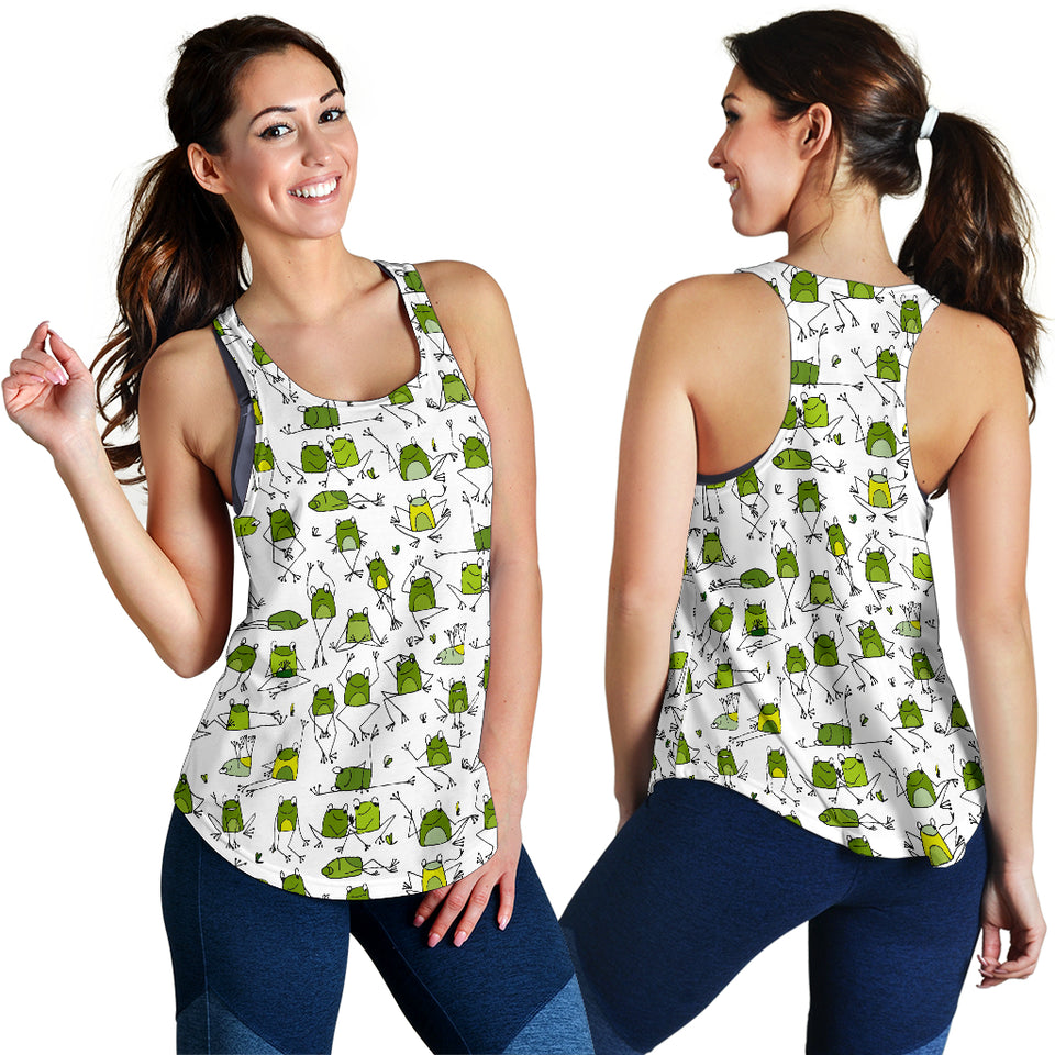 Sketch funny frog pattern Women Racerback Tank Top