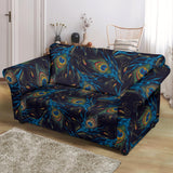 Beautiful Peacock Feather Pattern Loveseat Couch Slipcover
