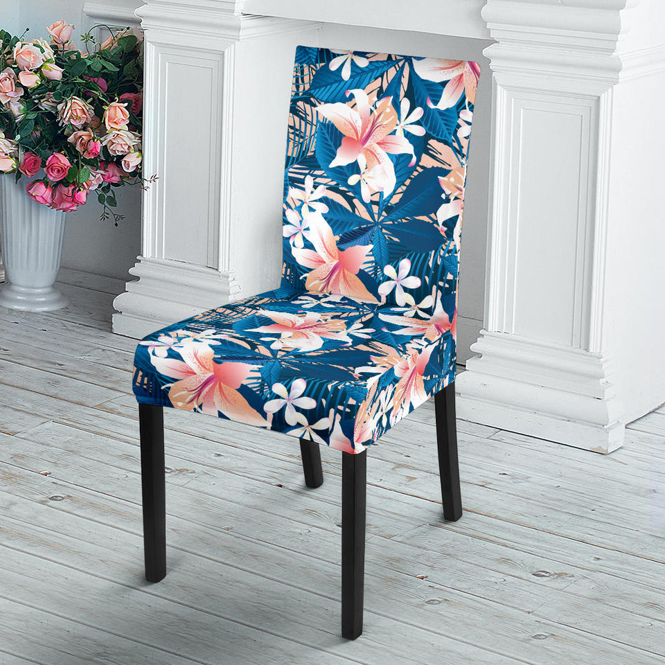 Hibiscus Pattern Print Design 02 Dining Chair Slipcover