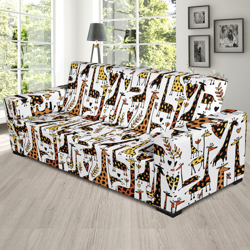 Giraffe Pattern Print Design 05 Sofa Slipcover
