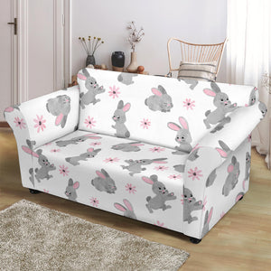 Watercolor Cute Rabbit Pattern Loveseat Couch Slipcover