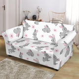 Watercolor Cute Rabbit Pattern Loveseat Couch Slipcover