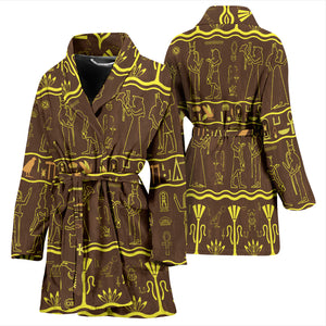 Egypt Hieroglyphics Pattern Print Design 03 Women's Bathrobe