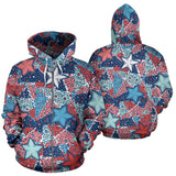 Hand Drawn Colorful Starfish Zip Up Hoodie