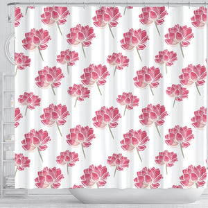 Pink Lotus Waterlily Pattern Shower Curtain Fulfilled In US