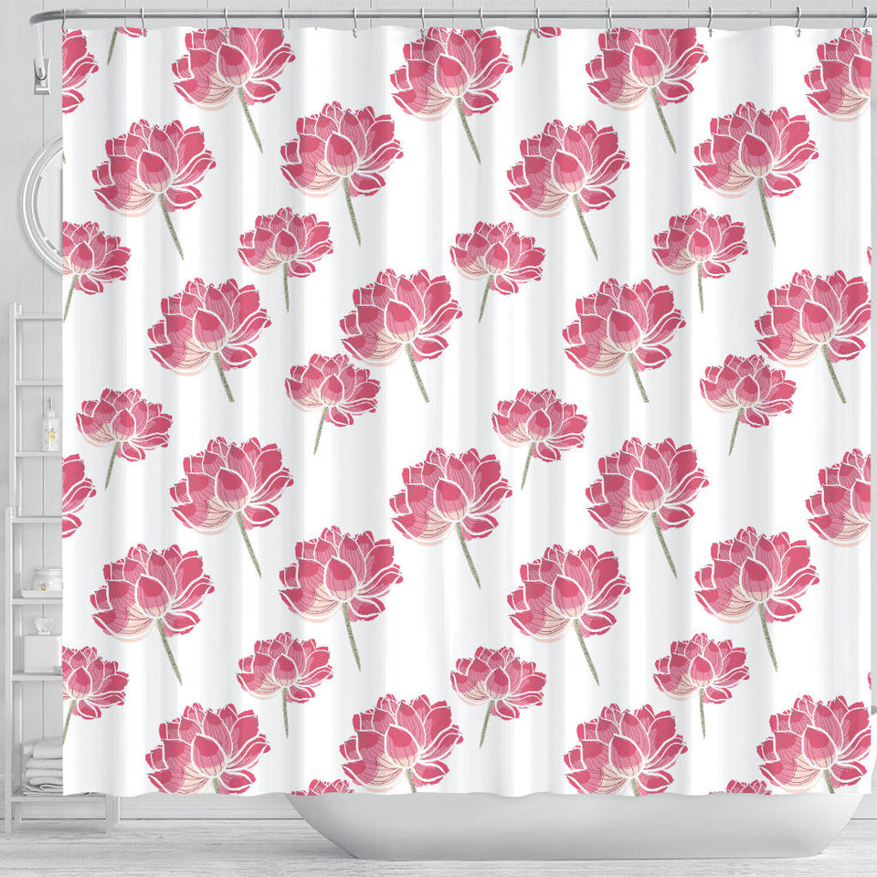 Pink Lotus Waterlily Pattern Shower Curtain Fulfilled In US