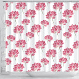 Pink Lotus Waterlily Pattern Shower Curtain Fulfilled In US