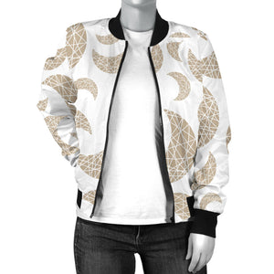 Cool Gold Moon Abstract Pattern Women'S Bomber Jacket