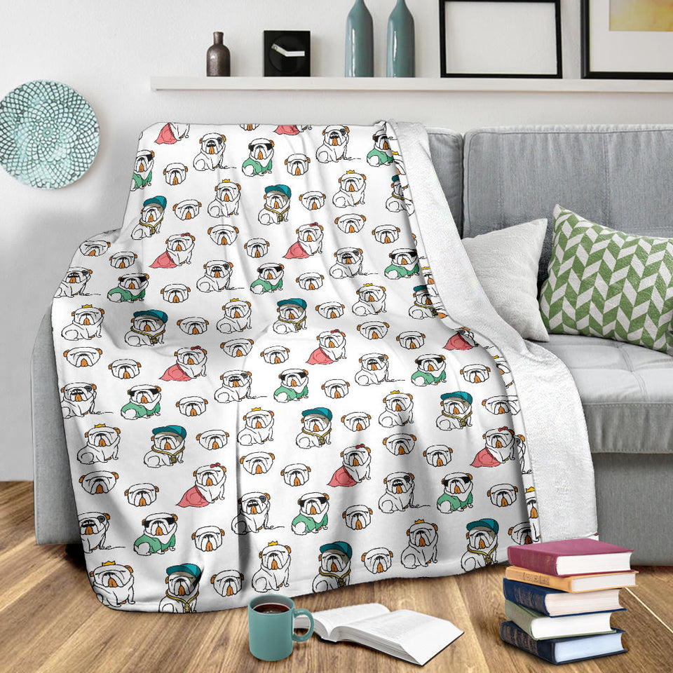 English Bulldog Pattern Print Design 03 Premium Blanket