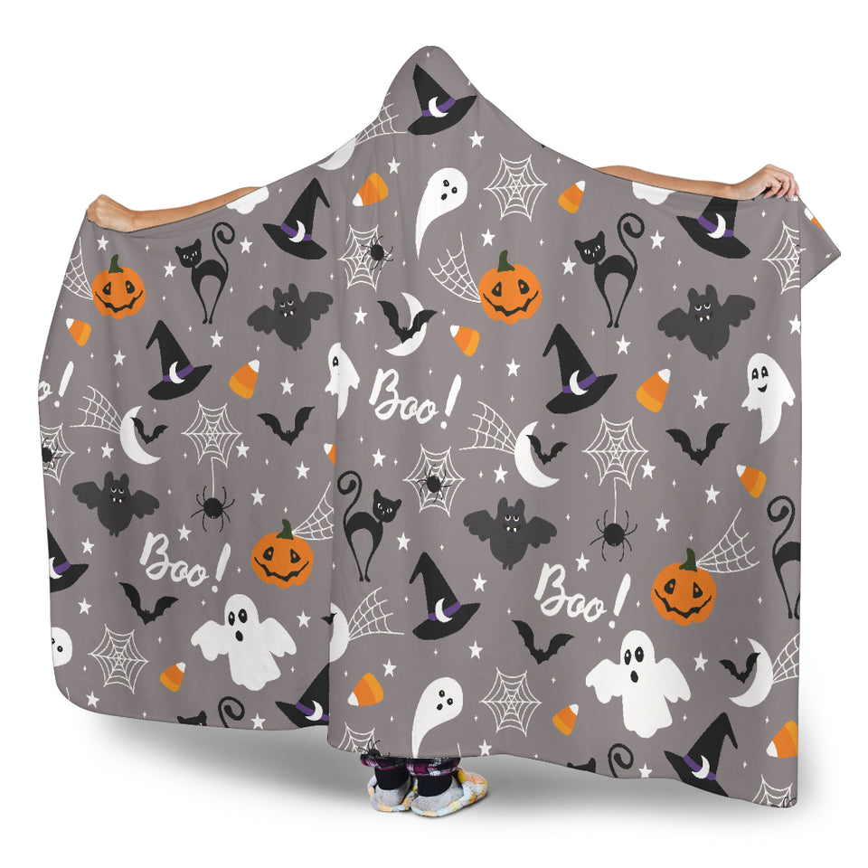 Halloween Design Pattern Hooded Blanket