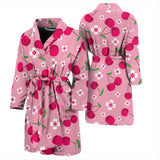 Cherry Flower Pattern Pink Background Men'S Bathrobe