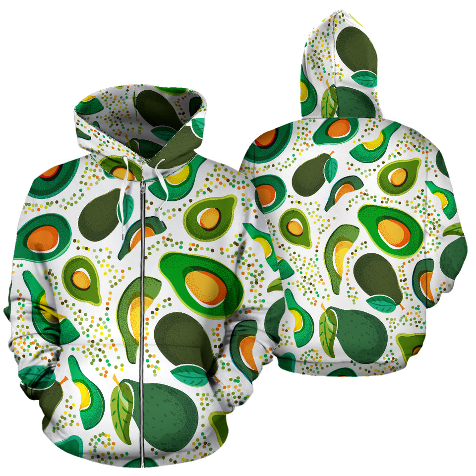 Avocado Design Pattern Zip Up Hoodie