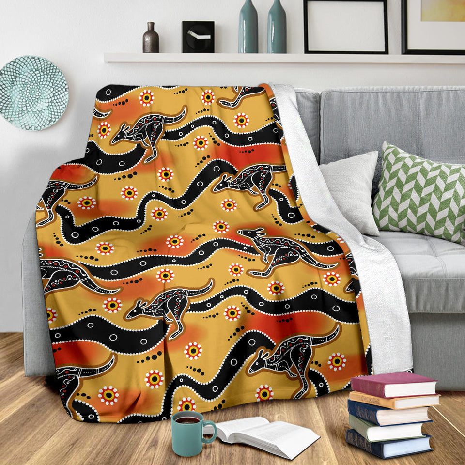 Kangaroo Australian Aboriginal Art Pattern Premium Blanket
