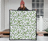 Hand Drawn Sketch Style Green Chili Peppers Pattern Premium Quilt