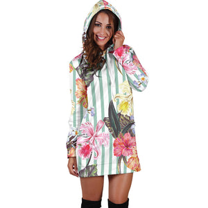 Colorful Orchid Flower Pattern Women'S Hoodie Dress