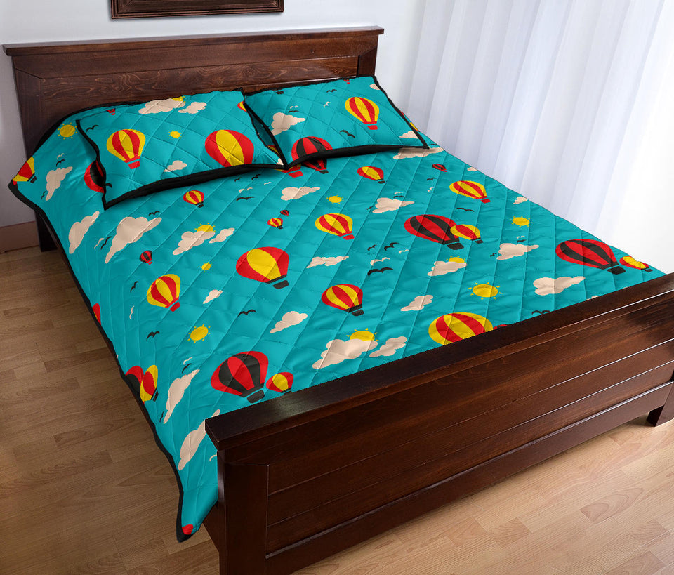 Hot Air Balloon Sky Pattern Quilt Bed Set