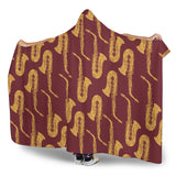 Hand Drawn Gold Saxophone Red Background  Hooded Blanket