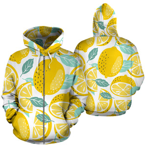 Lemon Design Pattern Zip Up Hoodie