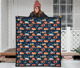 Camper Van Pattern Print Design 05 Premium Quilt