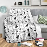 Crows Floral Wreath Rabbit Pattern Premium Blanket