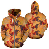 Red Rooster Chicken Cock Pattern Zip Up Hoodie