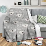 Cute Koala Leaves Pattern Premium Blanket