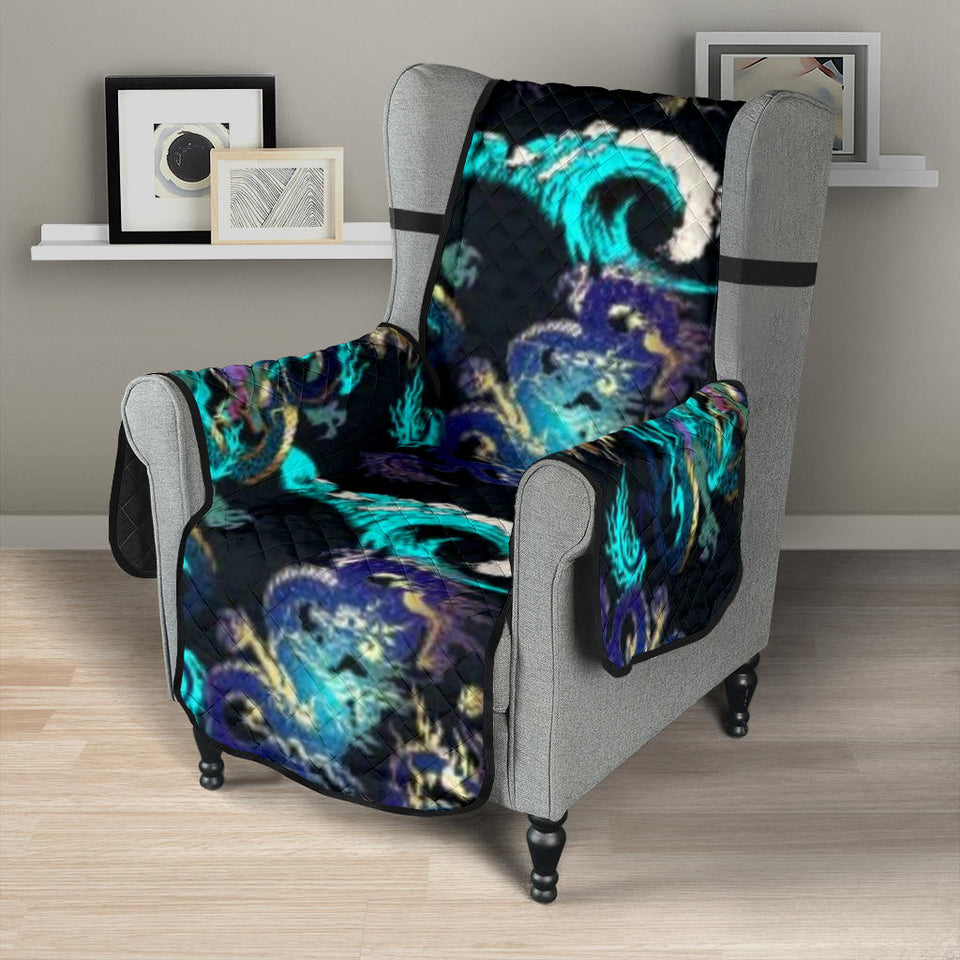 Dragon sea wave pattern Chair Cover Protector