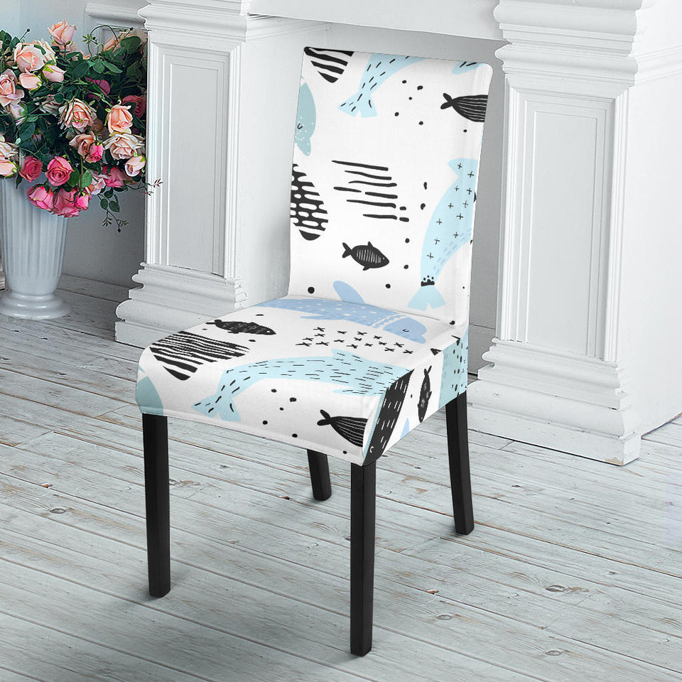 Cute Dolphins Childish Style Pattern Dining Chair Slipcover