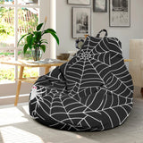 Spider Web Design Pattern Black Background White Cobweb Bean Bag Cover