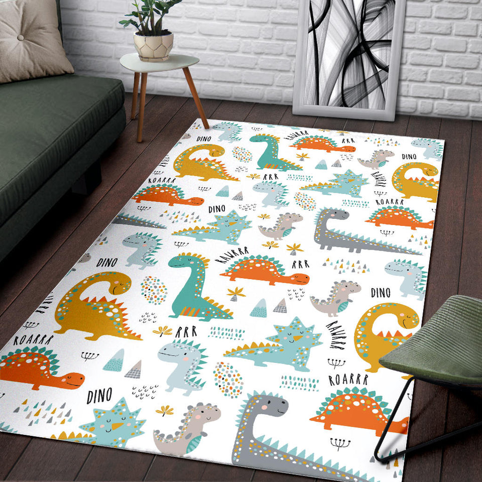Cute Funny Kids Dinosaurs Pattern Area Rug