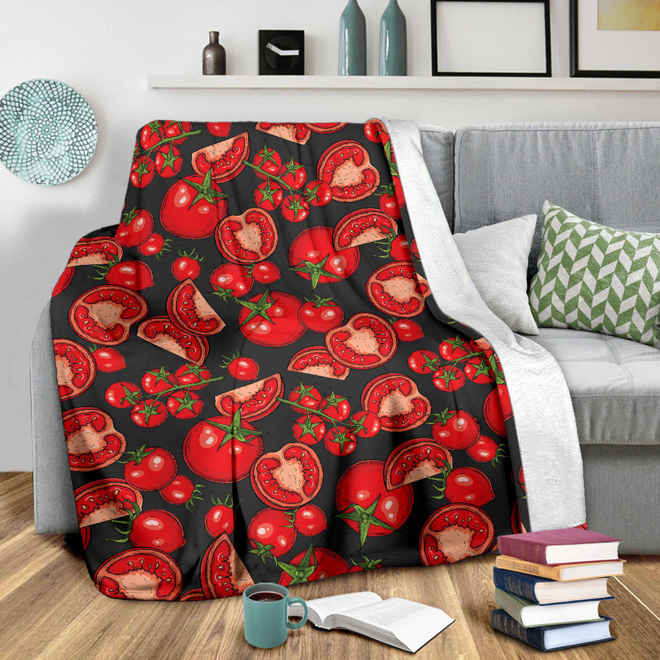 Tomato Black Background Premium Blanket