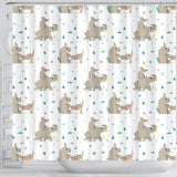 Cute Rhino Pattern Background Shower Curtain Fulfilled In US