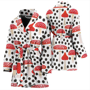 Red Mushroom Dot Pattern Women'S Bathrobe