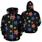 Colorful Star Pattern Zip Up Hoodie