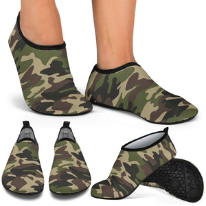 Dark Green Camo Camouflage Pattern Aqua Shoes